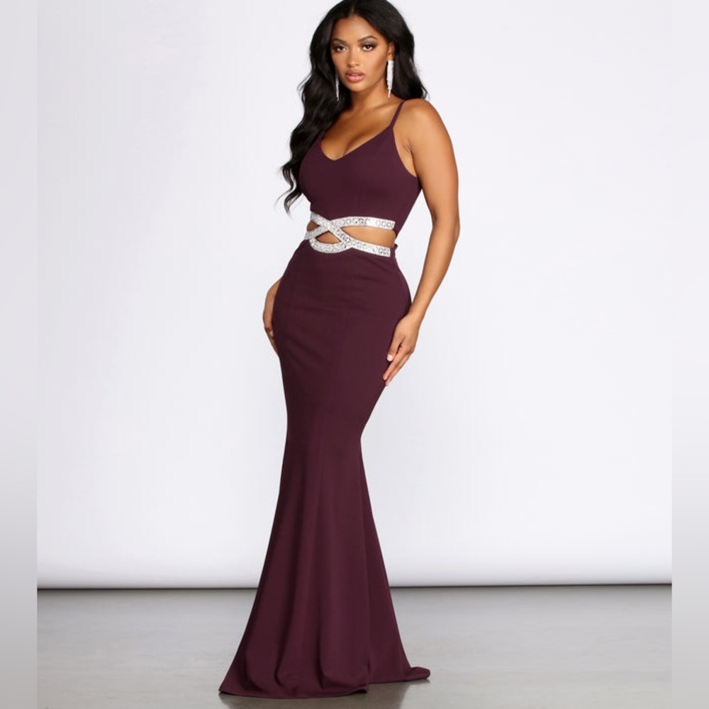 Davia Rhinestone Pretzel Trim Mermaid Dress